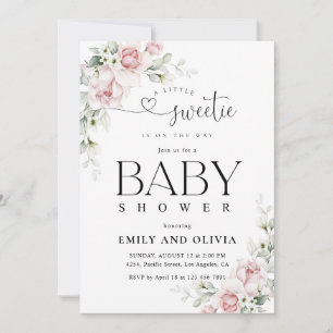 Invitation Carton d'invitation rose saumon floral pour Baby S