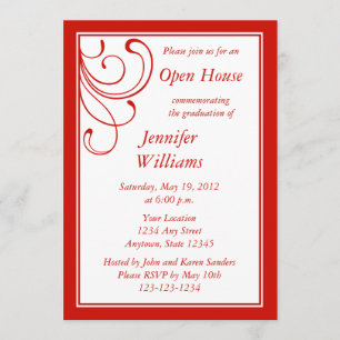 Invitation Carton d'invitation rouge personnalisé - Élégante