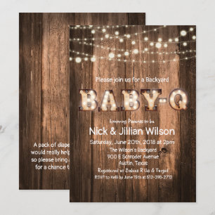 Invitation Carton d'invitation Rustic Baby Q BBQ pour la baby
