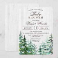 Carton d'invitation Rustique en Bois pour Baby Sho