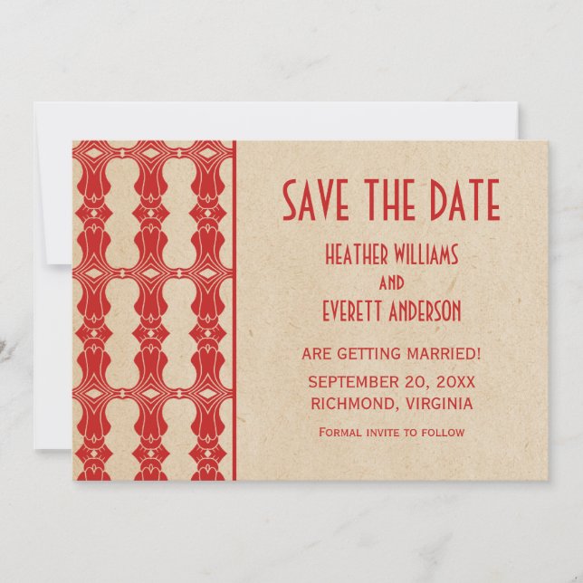 Invitation Carton d'invitation "Save the Date" à bordure Art  (Devant)