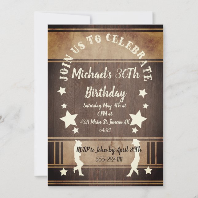 Invitation Carton d'invitation silhouette de cowboy pour anni (Devant)