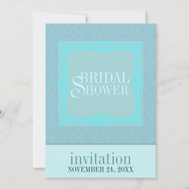 Invitation Carton d'invitation simple en damas sarcelle pour  (Devant)