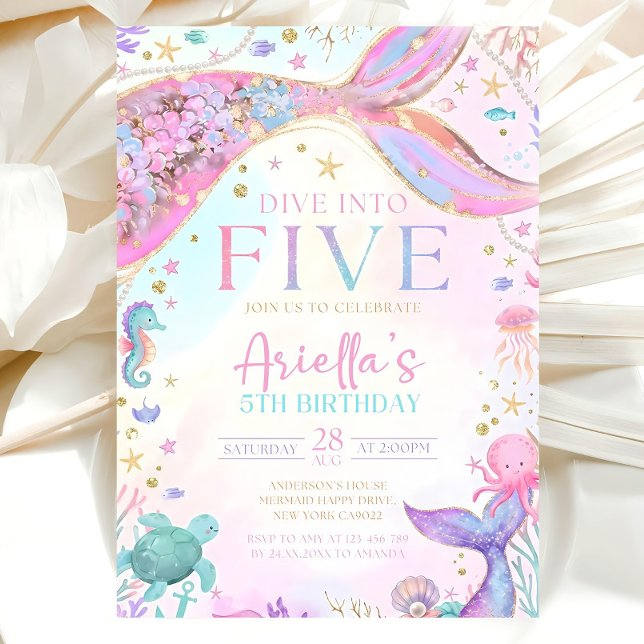 Invitation Carton d'invitation Sirène pour 5ème Anniversaire, (Créateur téléchargé)