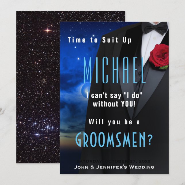 Invitation Carton d'invitation Smoking Garçon d'honneur Habil (Devant / Derrière)