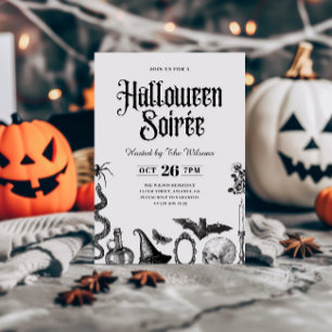 Invitation Carton d'invitation Soirée Halloween Adulte Crâne 