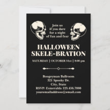 Carton d'invitation Squelettes hilares pour la Fêt