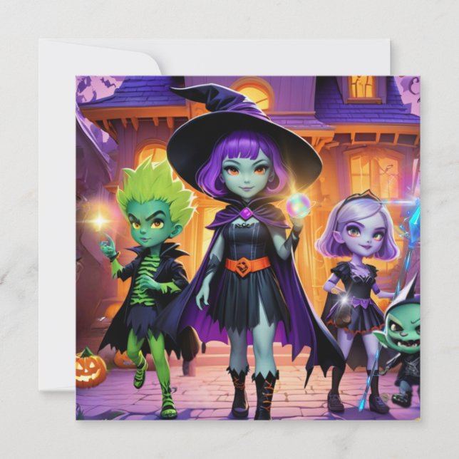 Invitation Carton d'invitation sur le thème des sorciers et s (Devant)