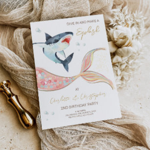 Invitation Carton d'invitation thème commun sirène requin 