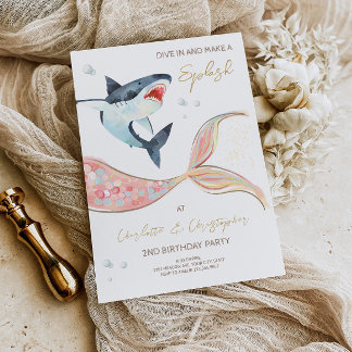 Invitation Carton d'invitation thème commun sirène requin 