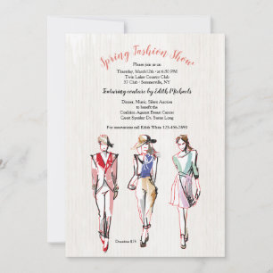 Invitation Carton d'invitation trois mannequins défilé de mod