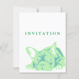 Invitation Carton d'invitation vert pour Bouledogue français