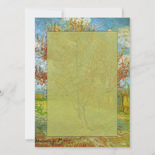 Invitation carton d'invitation vierge, Arbre à pêches rose en