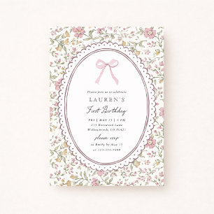Invitation Carton d'invitation vintage floral rose pour le pr