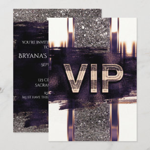 Invitation Carton d'invitation VIP Faux Metallic Gold Violet 