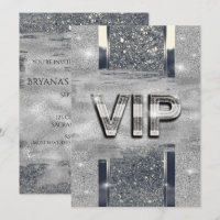 Carton d'invitation VIP métallisé argenté brillant