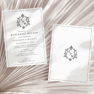 Invitation Carton élégant de répétition de dîner de mariage à