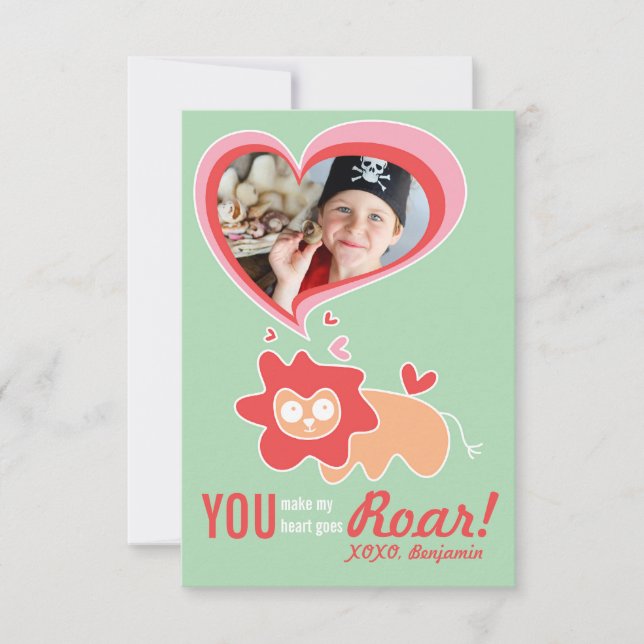 Invitation Carton mignon Orange Lion Classe Valentine Photo (Devant)