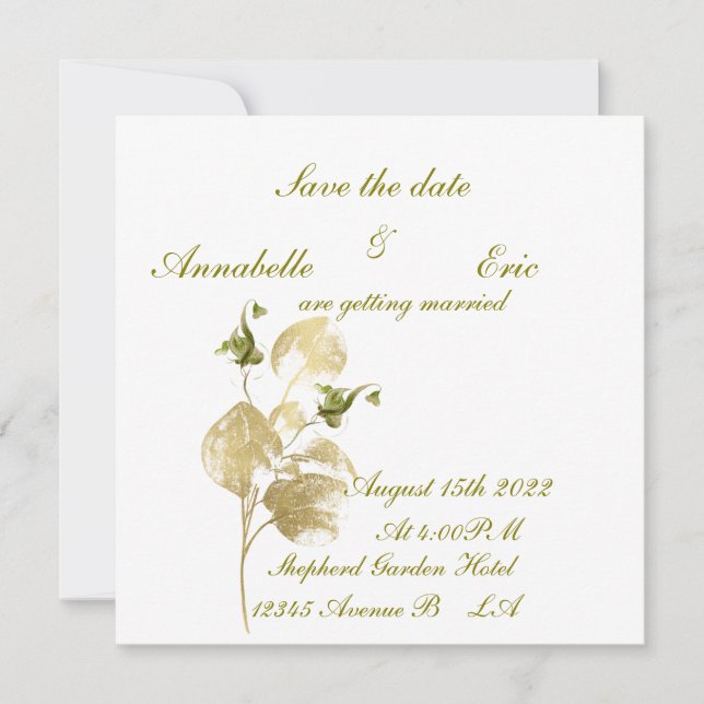 invitation carton plat avec date de réservation (Devant)