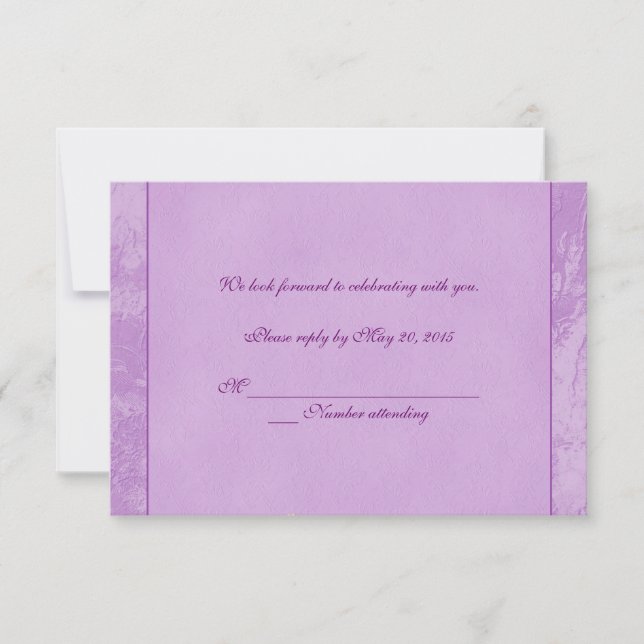 Invitation Carton RSVP floral rose en relief (Devant)