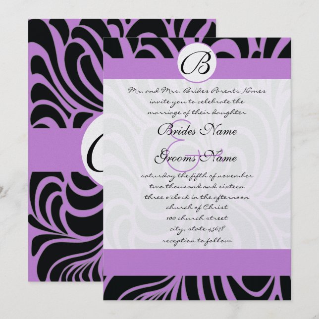 Invitation Cartons de mariage Art Déco découpés (Devant / Derrière)