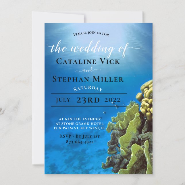 Invitation Cartons de mariage sous la mer (Devant)
