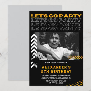 Invitation Cartons d'invitation 11 ans garçon Photo Spray noi