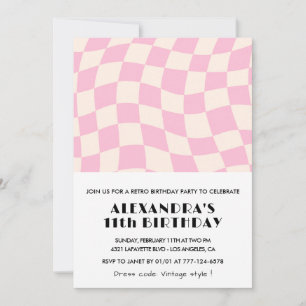 Invitation Cartons d'invitation 11ème anniversaire Damier Ros