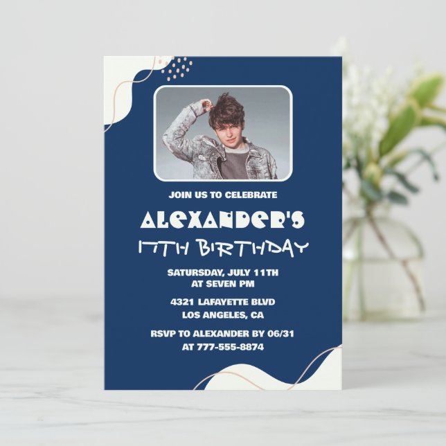 Invitation Cartons d'invitation 17 ans Hommes Photo Simple Na (Debout devant)