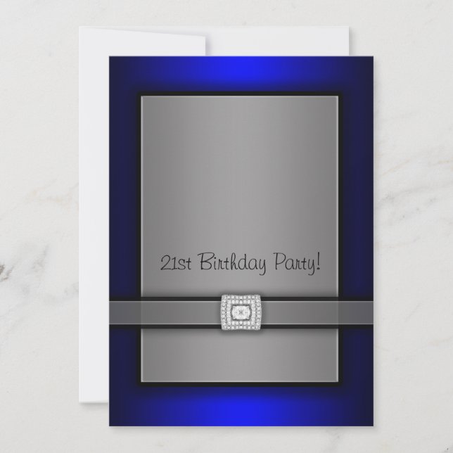 Invitation Cartons d'invitation 21 ans Bleu & Noir (Devant)