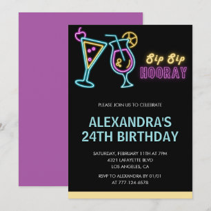 Invitation Cartons d'invitation 24e anniversaire Cocktail Neo