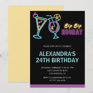 Invitation Cartons d'invitation 24e anniversaire Cocktail Neo