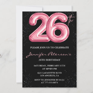 Invitation Cartons d'invitation 26ème anniversaire Ballon Ros