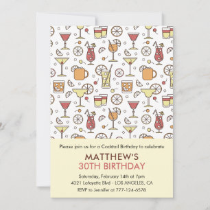 Invitation Cartons d'invitation 30 ans motif cocktail