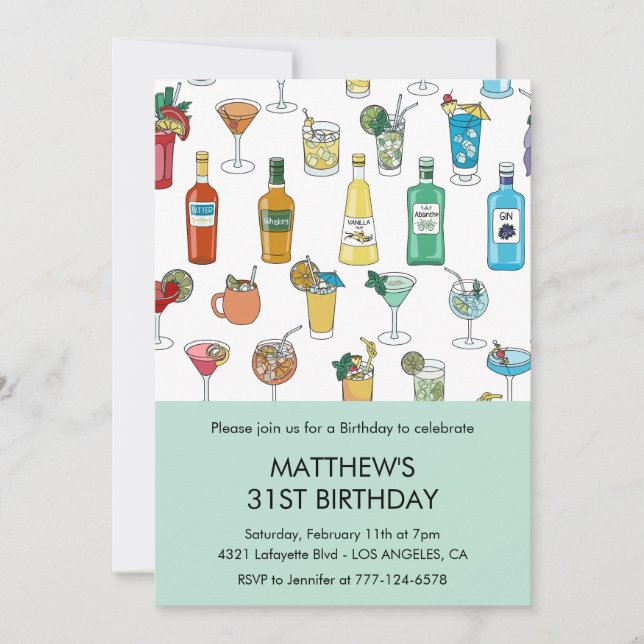 Invitation Cartons d'invitation 31e anniversaire Cocktail Col (Devant)