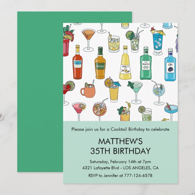Invitation Cartons d'invitation 35e anniversaire Cocktail Con (Devant / Derrière)