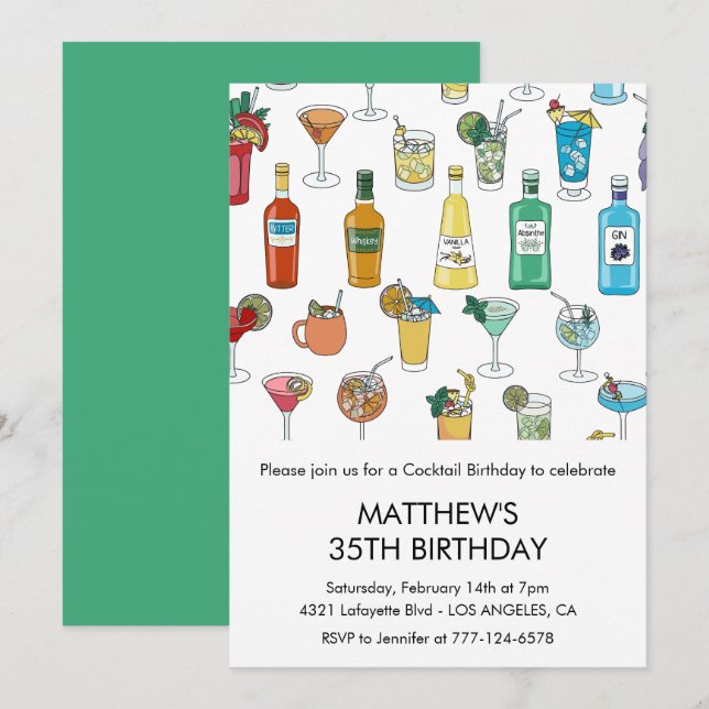 Invitation Cartons d'invitation 35e anniversaire Cocktail Con (Devant / Derrière)