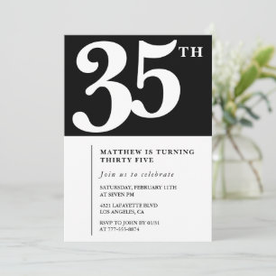 Invitation Cartons d'invitation 35e anniversaire Noir Blanc É