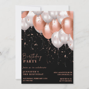 Invitation Cartons d'invitation 3ème anniversaire Noir Rose g