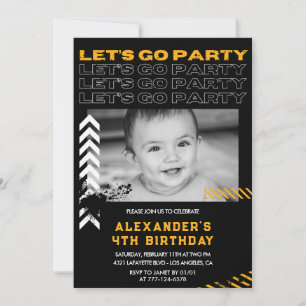 Invitation Cartons d'invitation 4 ans garçon photo pulvérisat