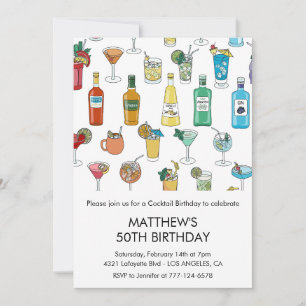 Invitation Cartons d'invitation 50 ans Cocktail Contemporain