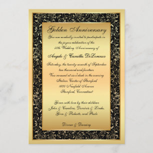 Invitation Cartons d'invitation 50e anniversaire à motifs orn