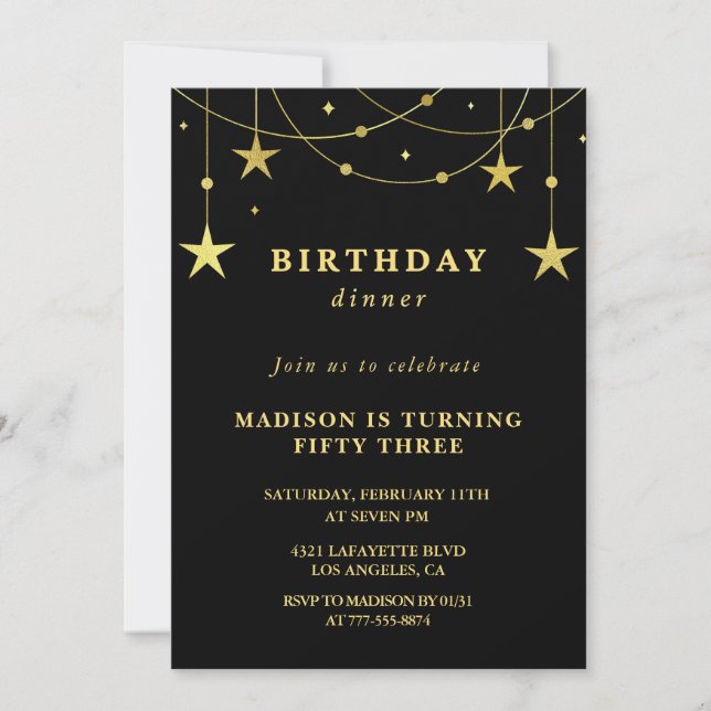 Invitation Cartons d'invitation 53e anniversaire Black Gold S (Devant)