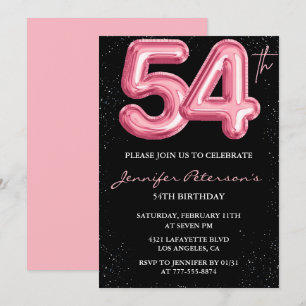 Invitation Cartons d'invitation 54e anniversaire Black Pink B