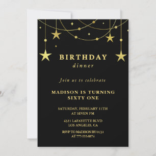 Invitation Cartons d'invitation 61 ans Black Gold  Stars