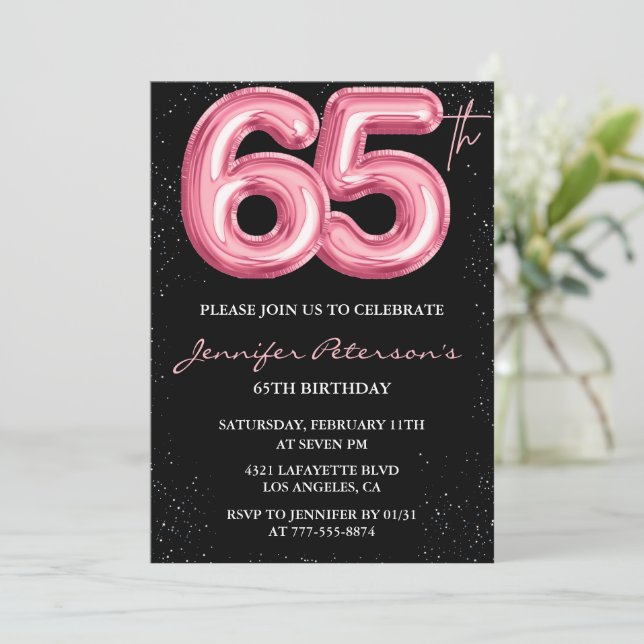 Invitation Cartons d'invitation 65 ans anniversaire Noir Ball (Debout devant)