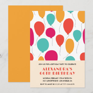 Invitation Cartons d'invitation 66e anniversaire Ballons Mode