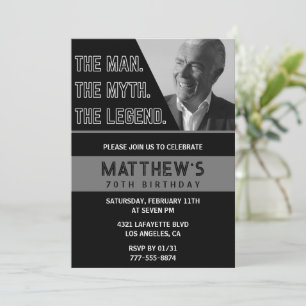 Invitation Cartons d'invitation 70 ans noir The Man The Legen