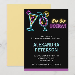 Invitation Cartons d'invitation 75 ans Cocktail Neon Glow noi