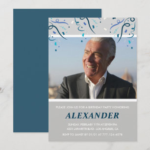 Invitation Cartons d'invitation 75 ans hommes Confetti Photo 